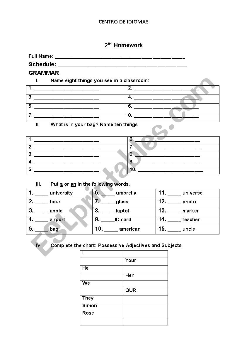 language review worksheet