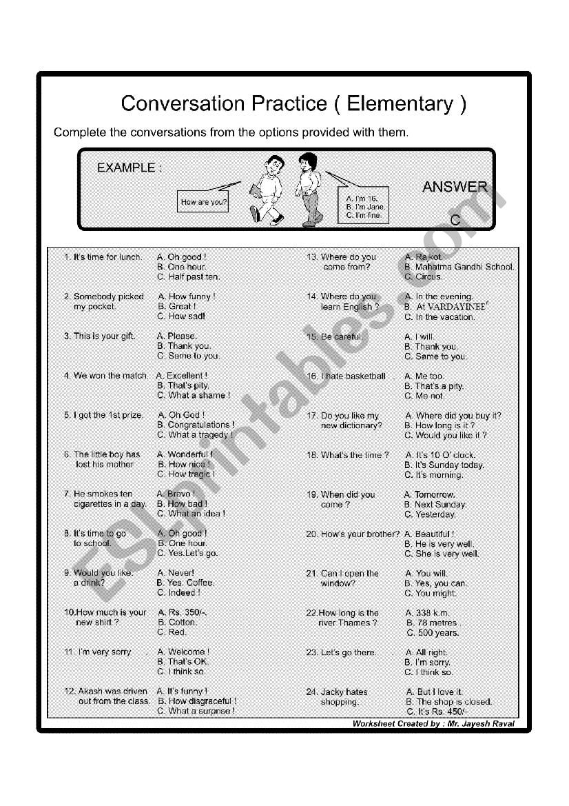 Conversation Practice ( Elementary )