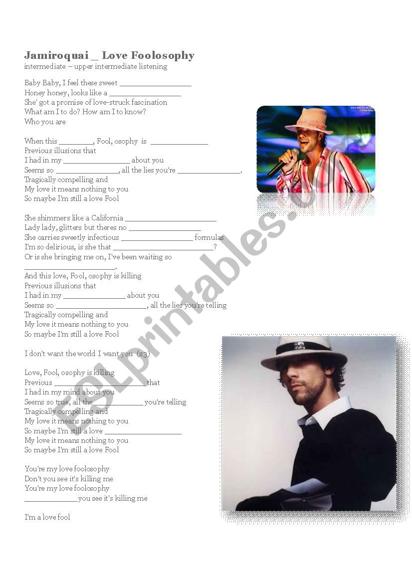 Jamiroquai _ Love Foolosophy Song Worksheet