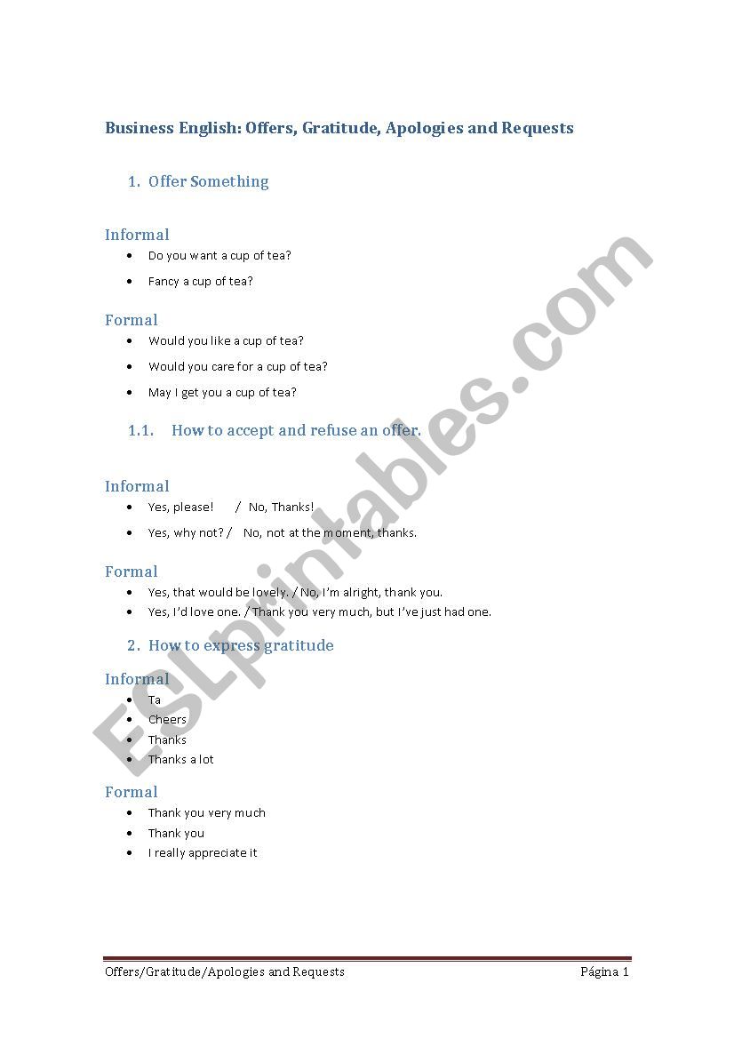 Business english worksheet