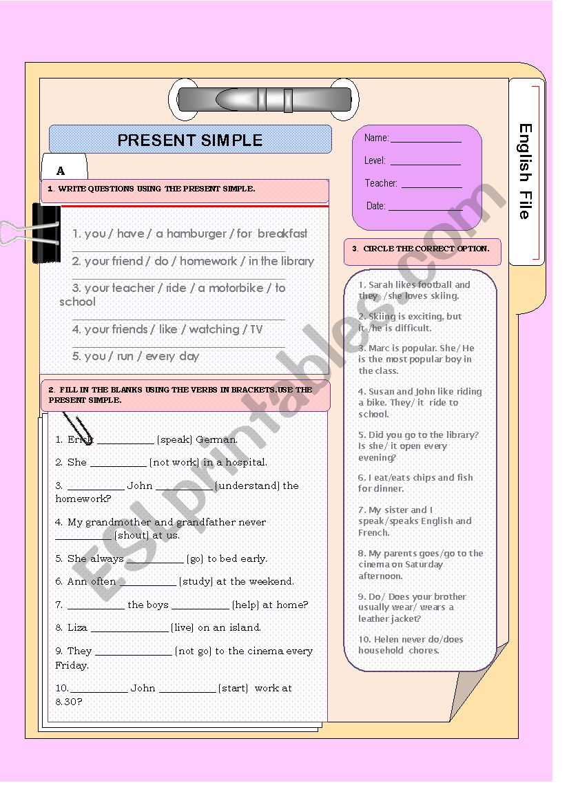 Present Simple worksheet