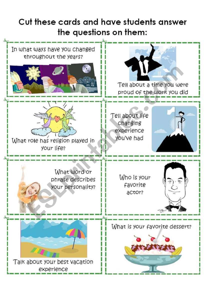 Conversation Cards 3 of 8 worksheet