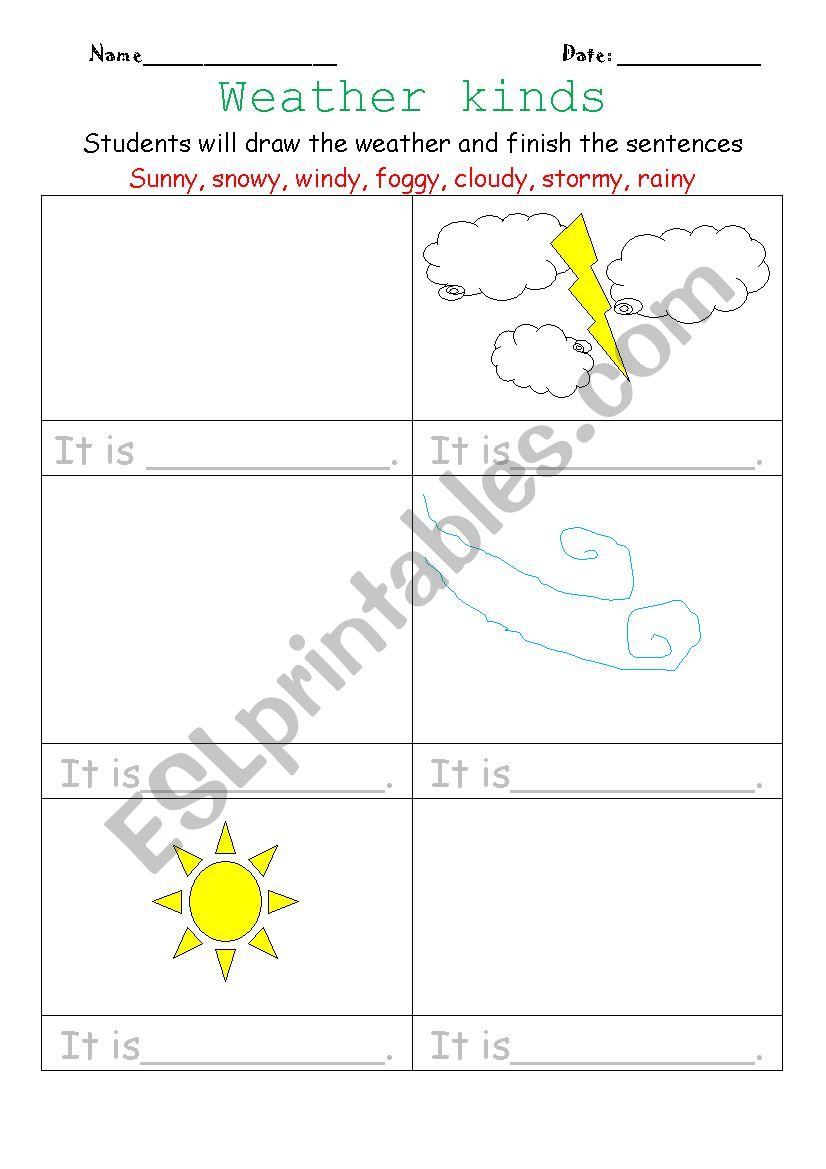 Weather kinds worksheet