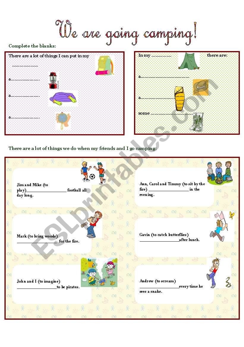 WE ARE GOING CAMPING worksheet