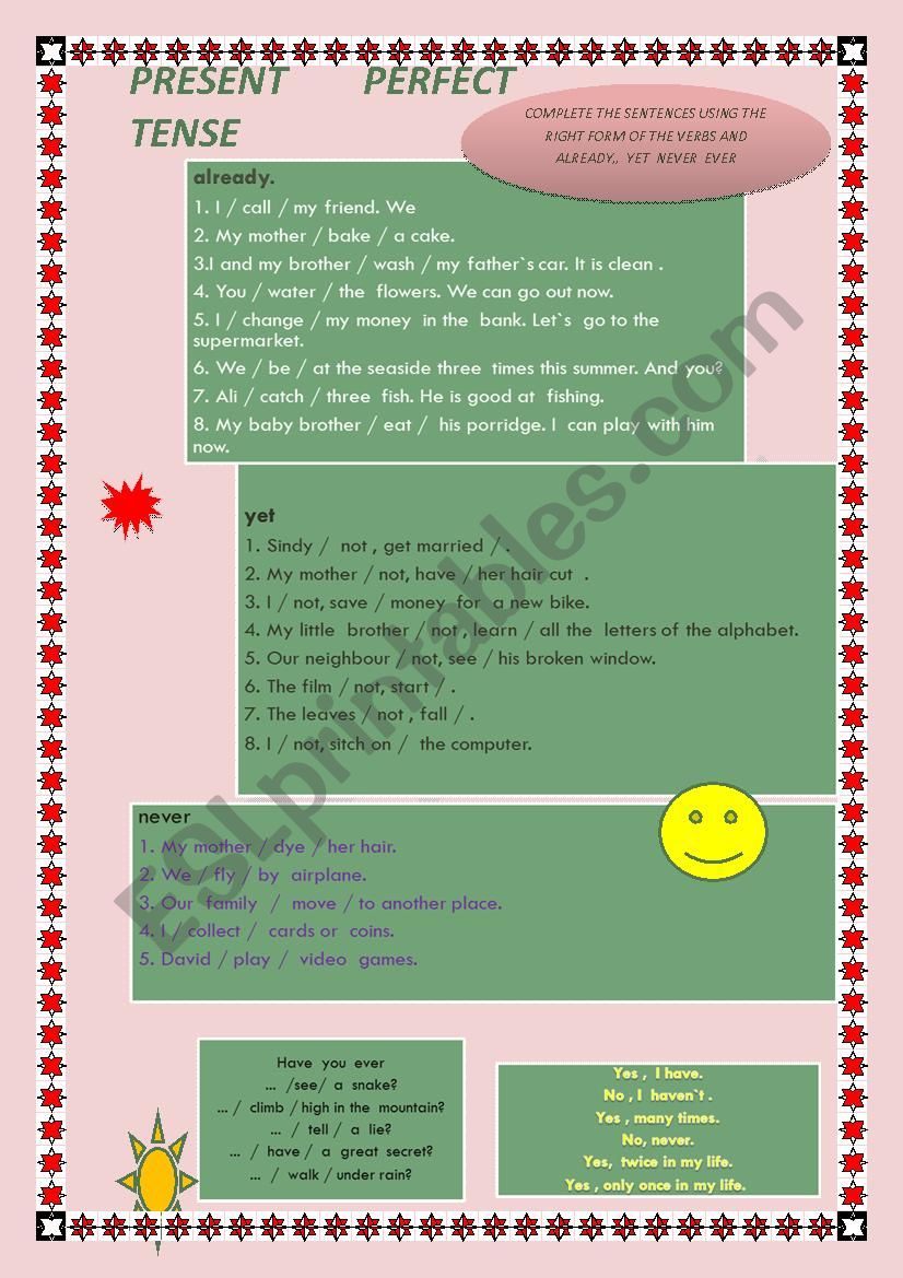 Present Perfect Tense worksheet