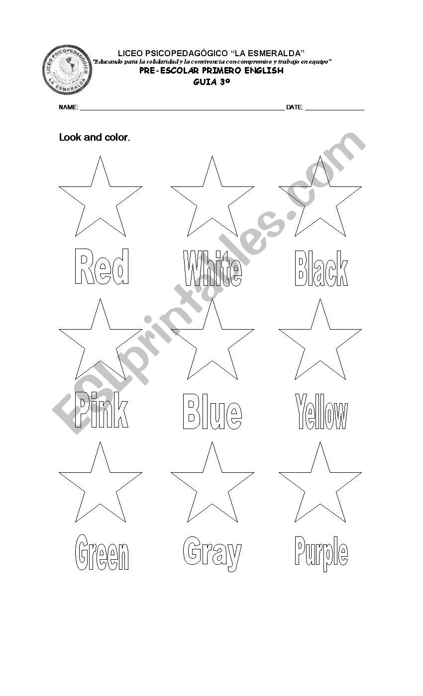 colours worksheet