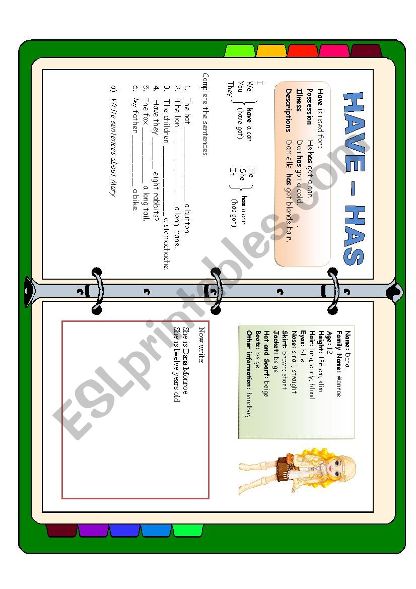 Have - has worksheet