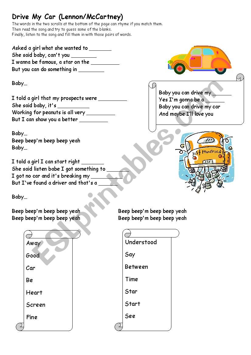 Drive My Car by the Beatles - listening exercise