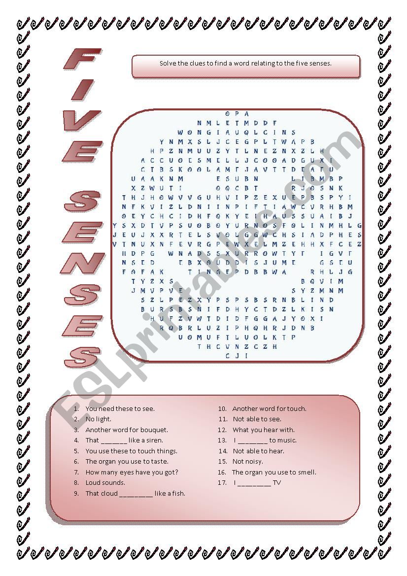 Five senses worksheet