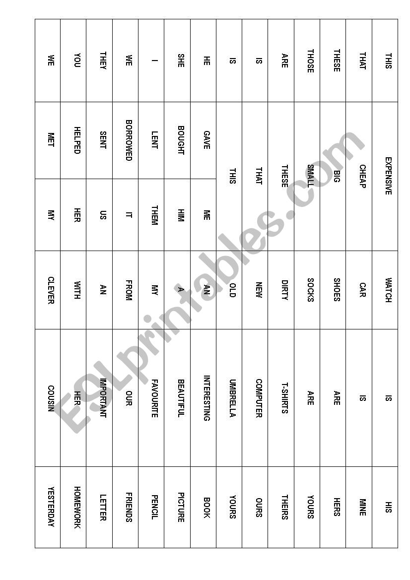 Creating Sentences worksheet