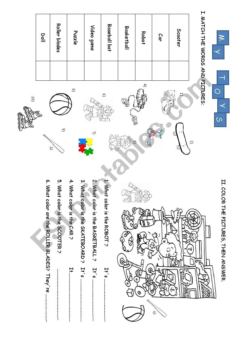 BOY AND GIRL TOYS  worksheet