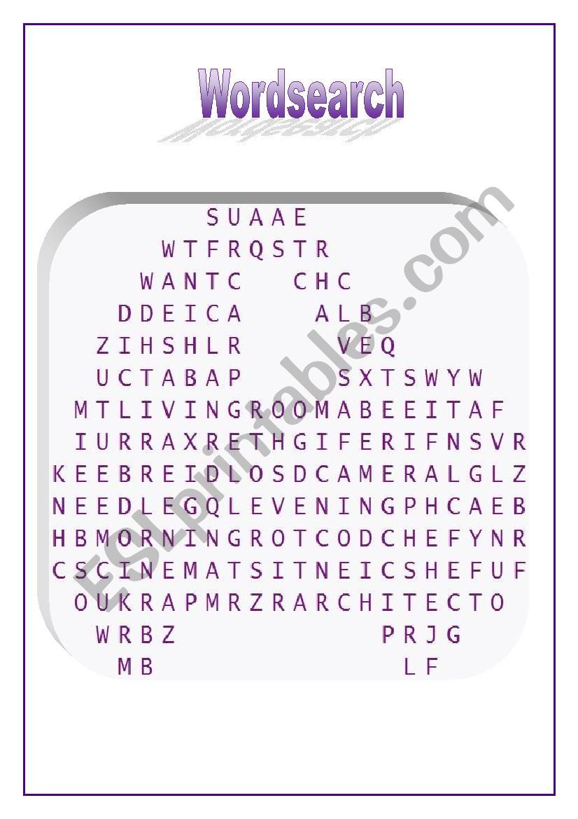 Wordsearch worksheet