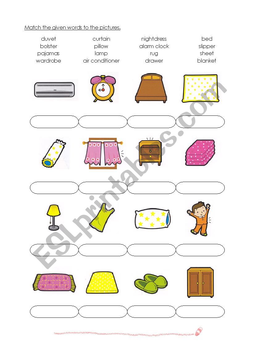 Vocab - Bedroom worksheet