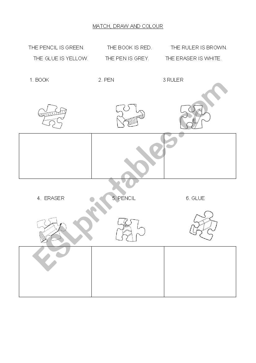 school objects worksheet