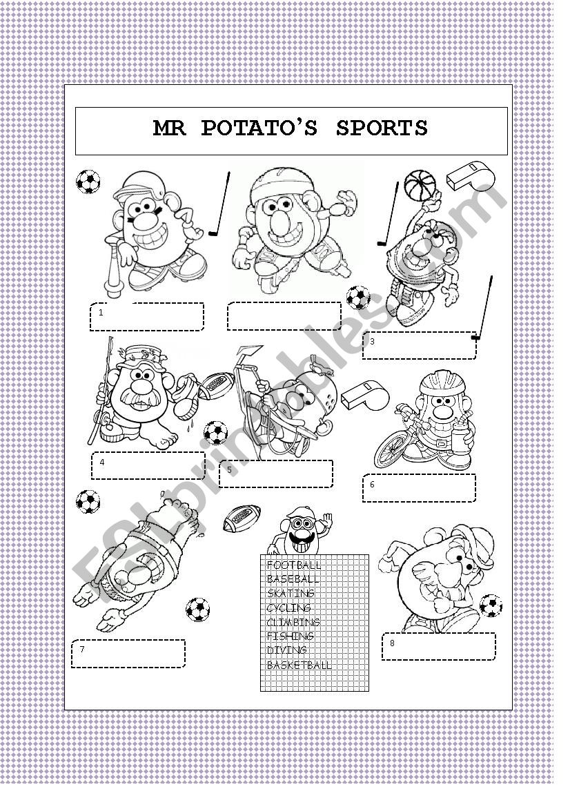 Mr Potatos sports worksheet
