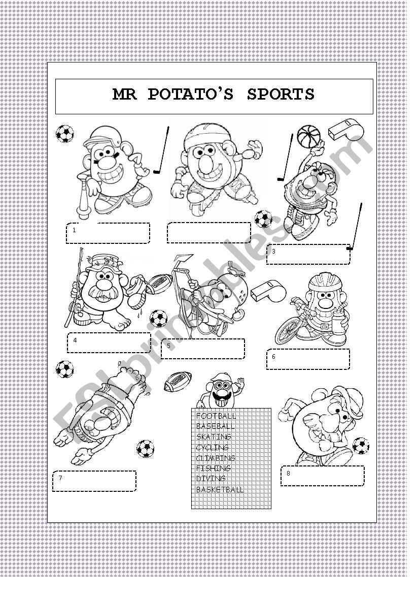 Mr PotatoÂ´s sports worksheet