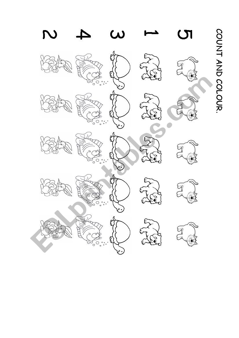 COUNT AND COLOUR worksheet