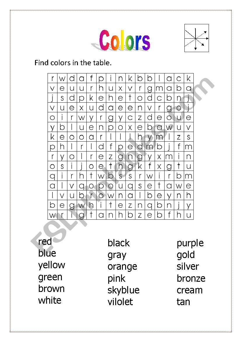 color wordsearch game worksheet