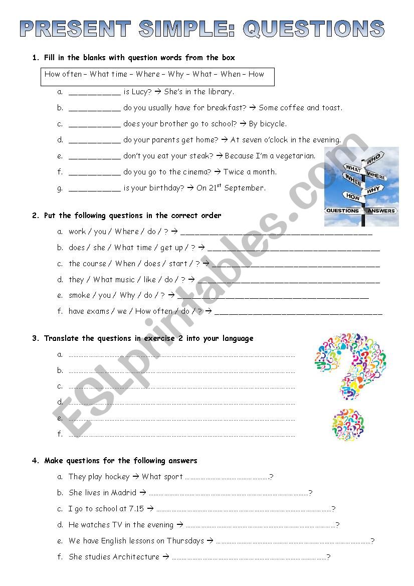 PRESENT SIMPLE - Interrogative form / WH Question words