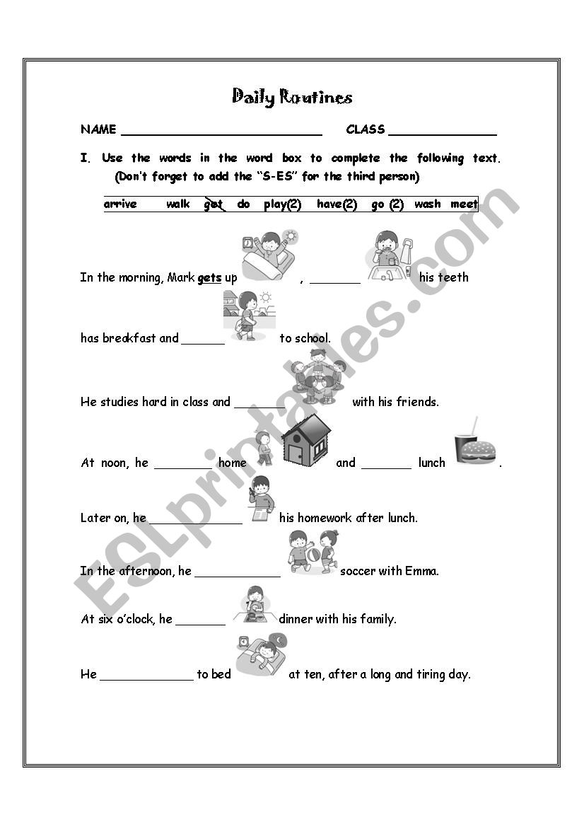 Daily Routine worksheet