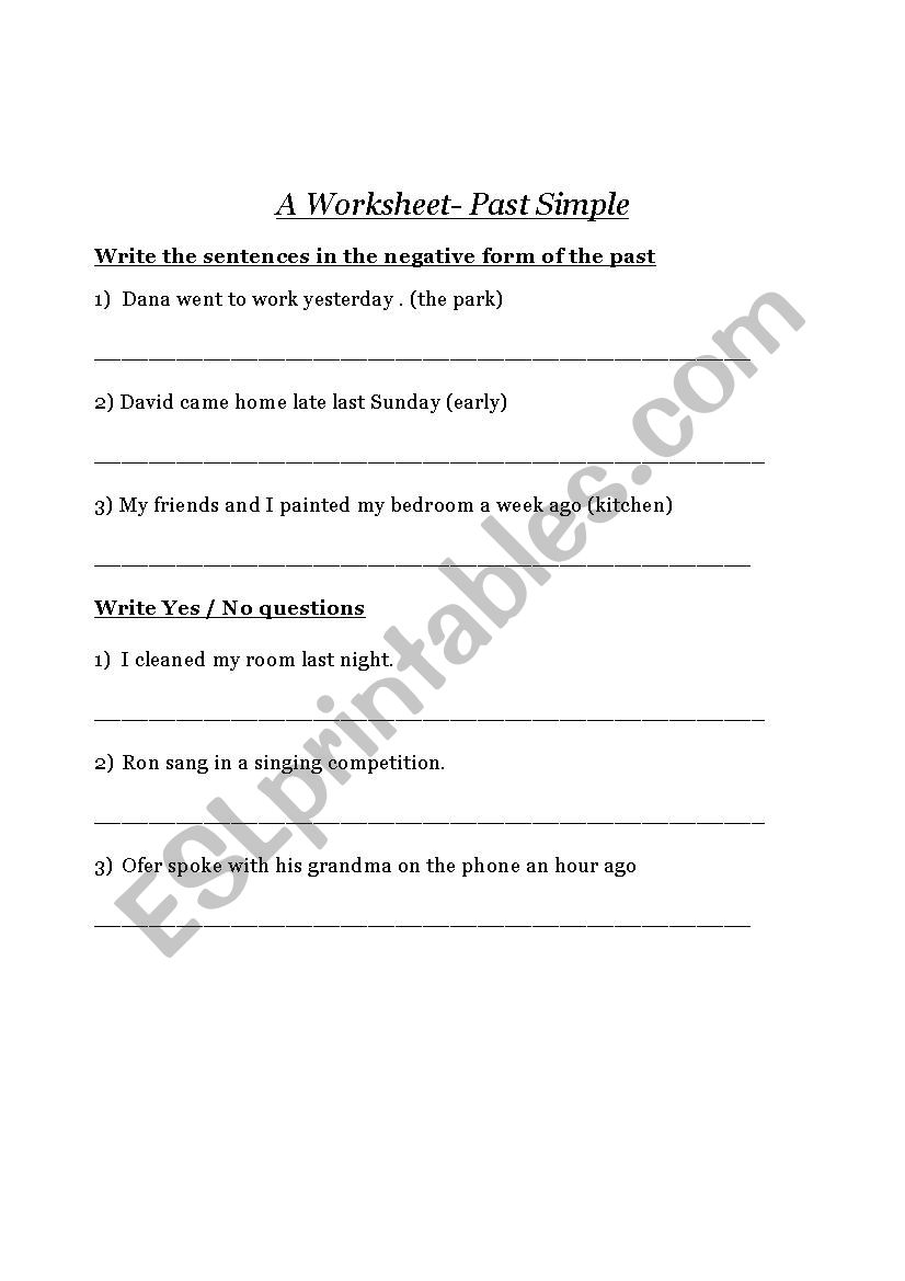 Quiz / Practice - Past Simple worksheet