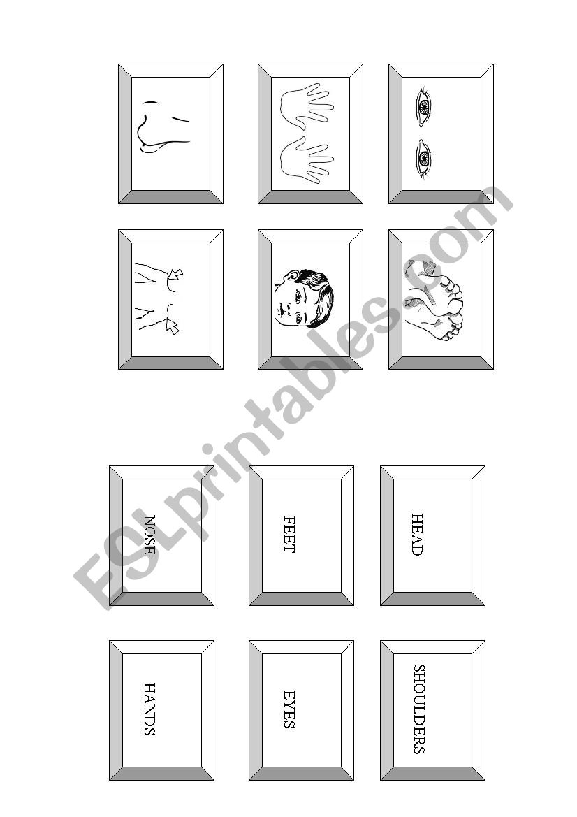 Pictionary Body Parts cut, match and paste