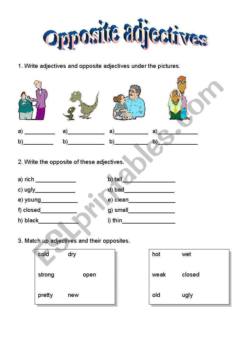 opposite adjectives worksheet