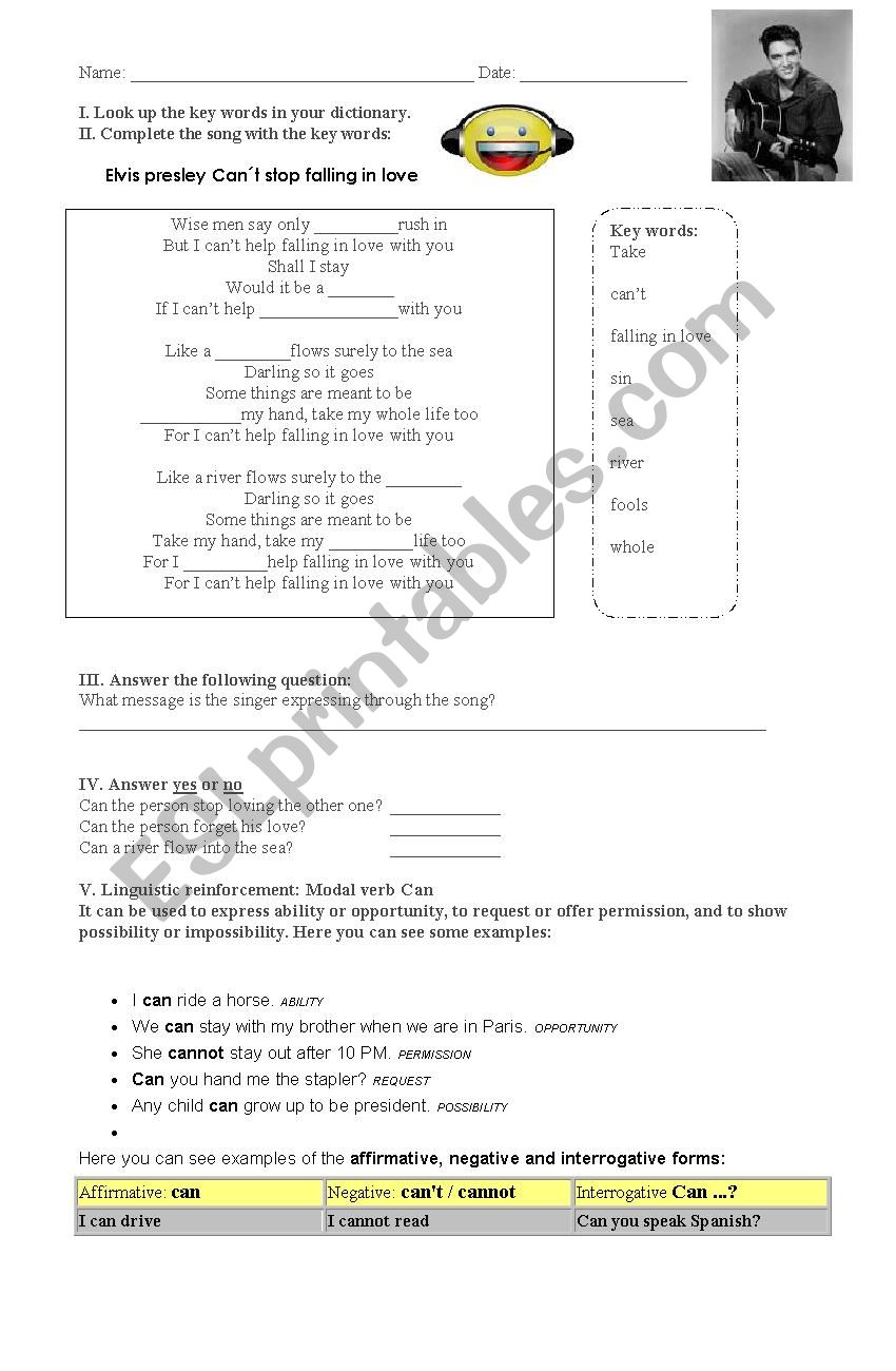 ELVIS PRESLEY worksheet