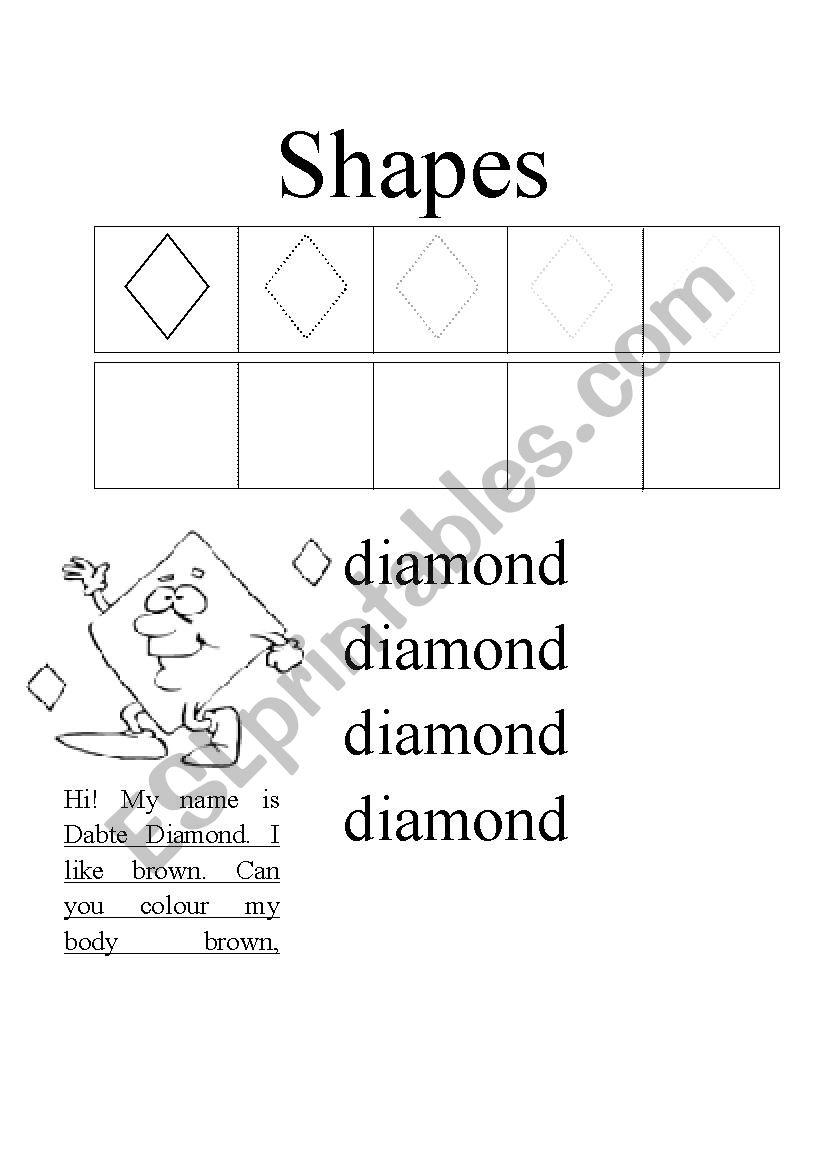 Shapes - Diamond worksheet