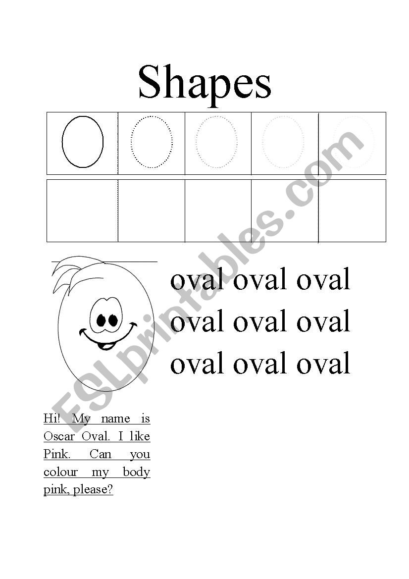 Shapes - Oval worksheet