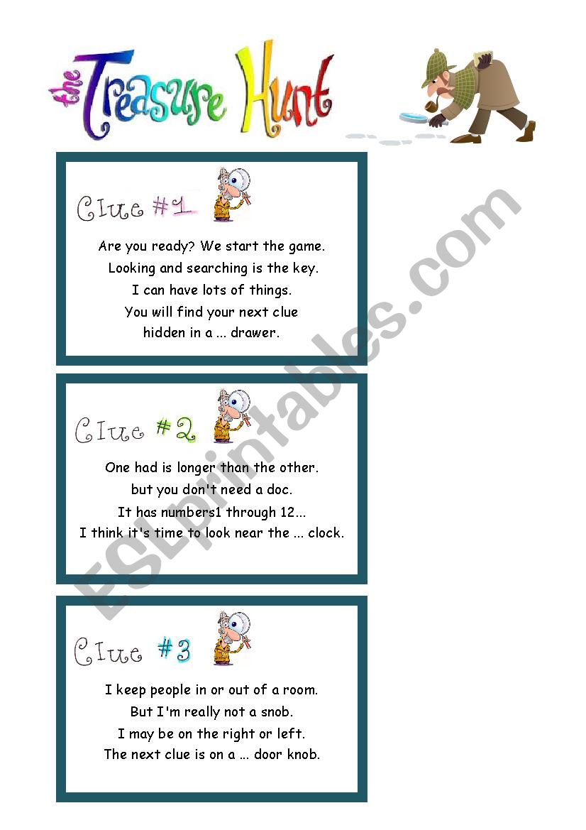 The treasure hunt worksheet