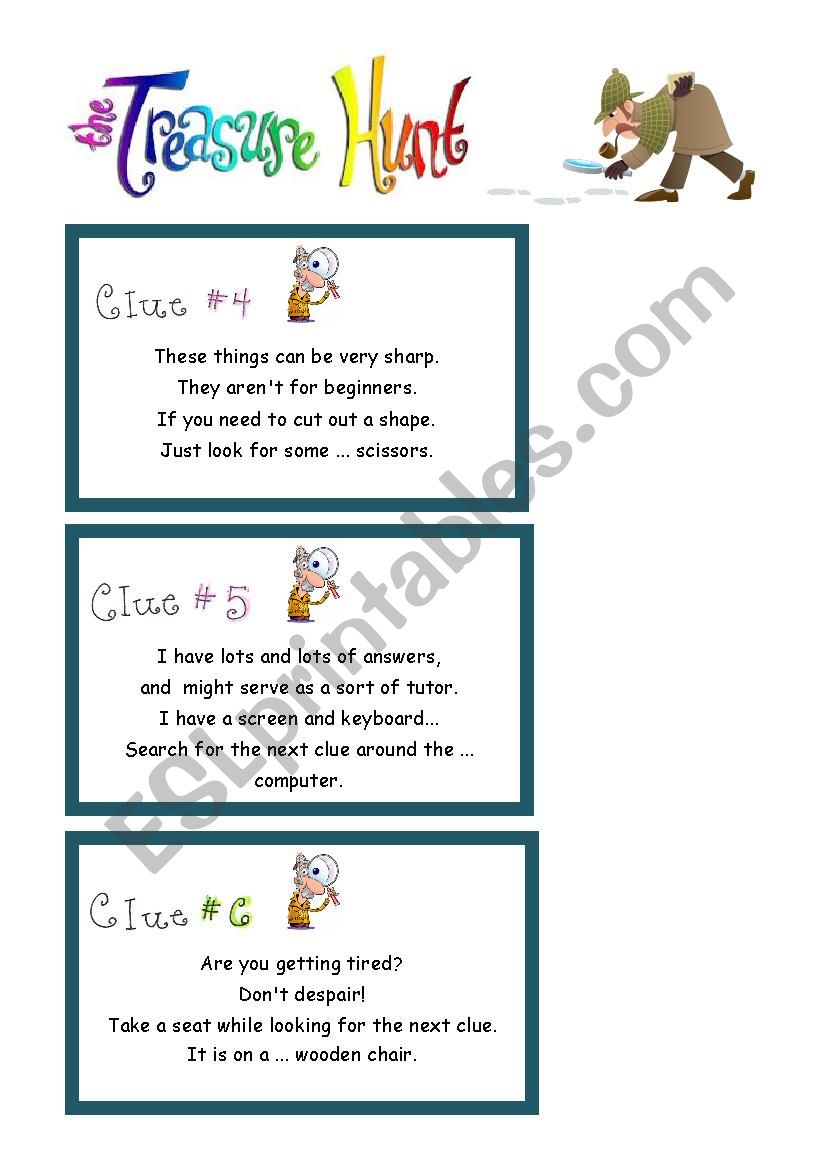 The treasure hunt 2 worksheet