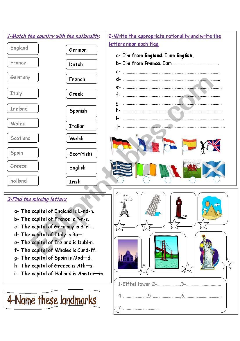 countries, nationalities and landmarks.