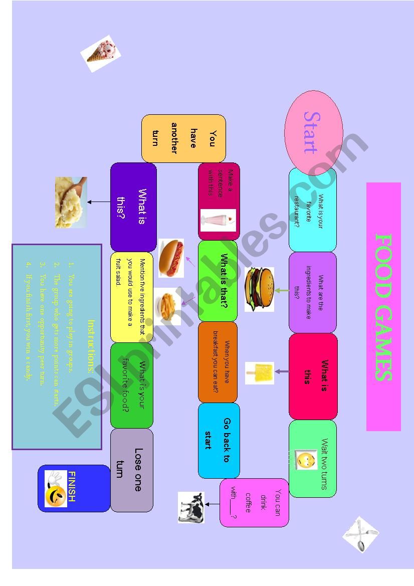 Food - Board Game worksheet