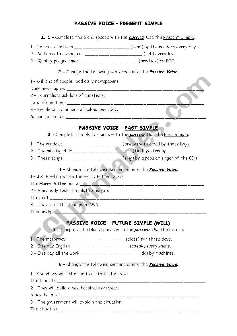 Passive Voice worksheet