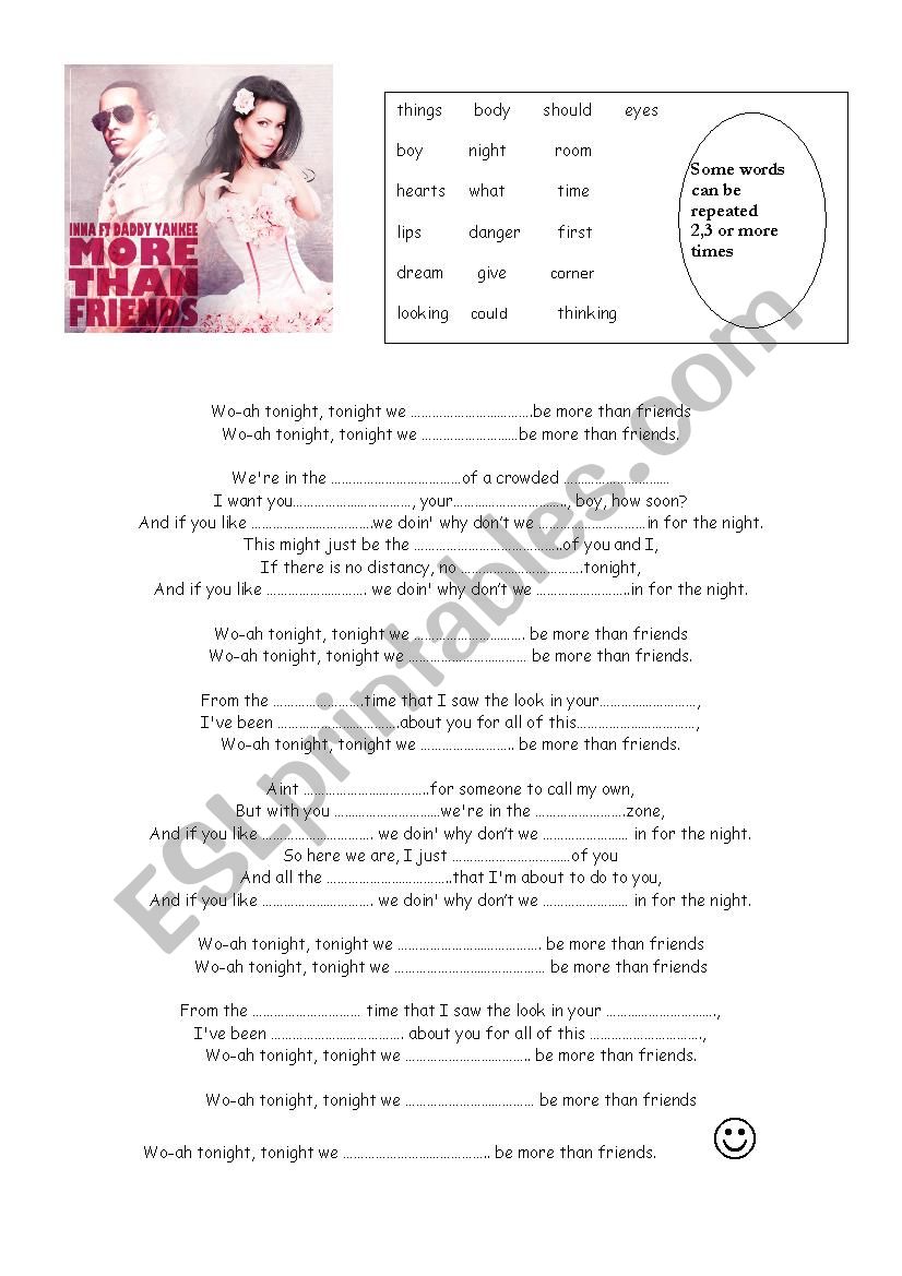 More than friends - song worksheet