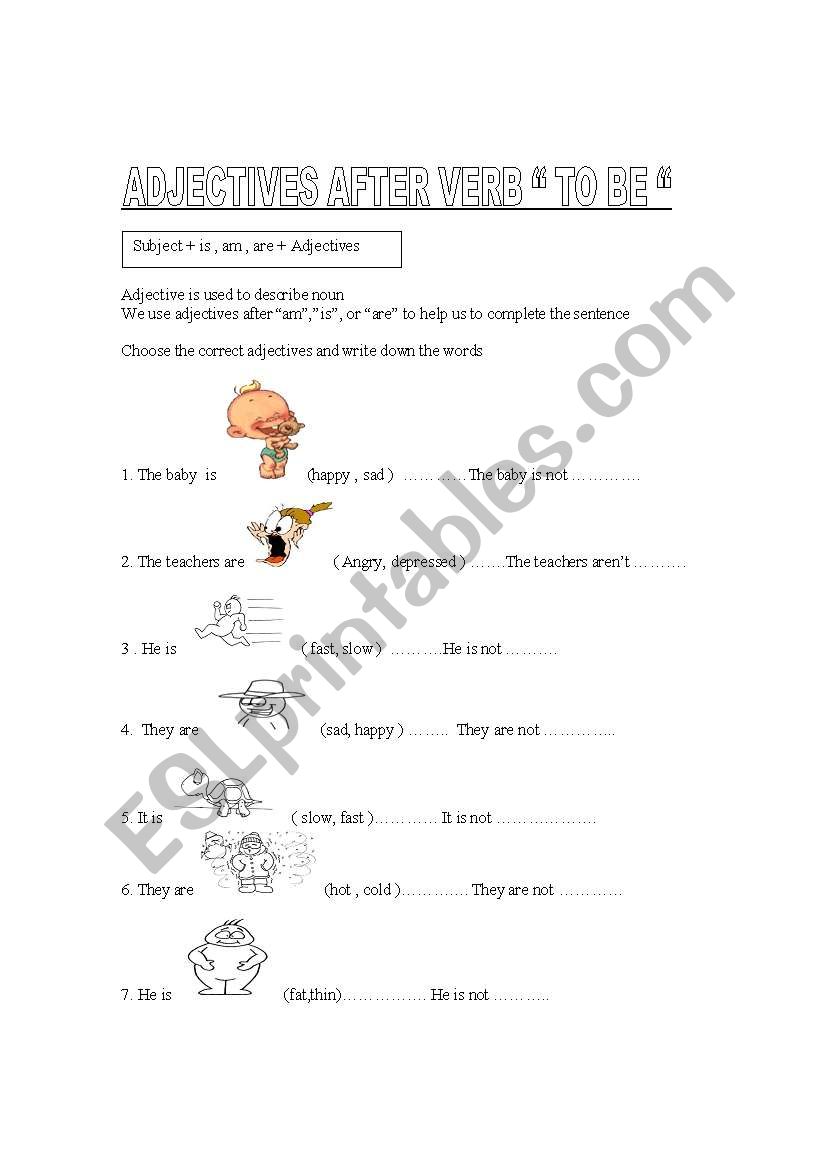 verb to be + adjective worksheet
