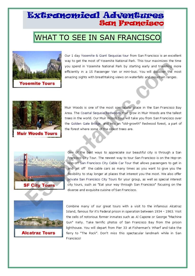 San Francisco Tours worksheet