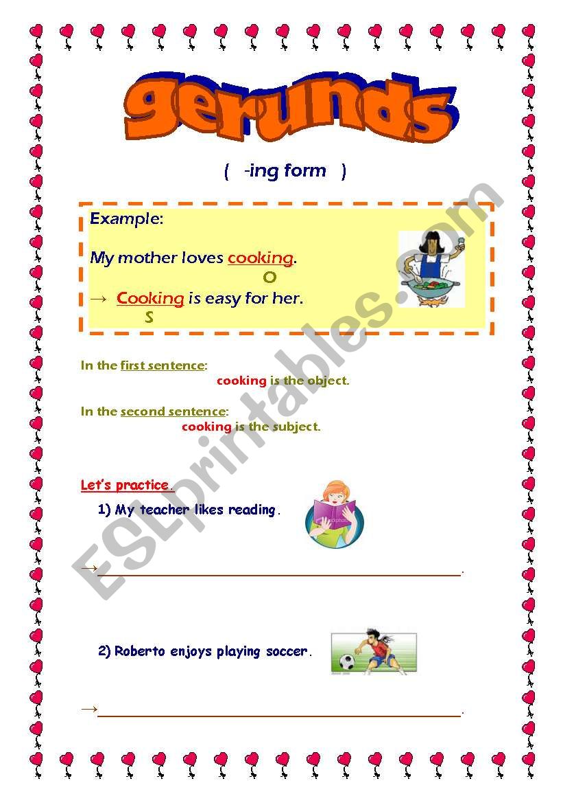 gerunds worksheet