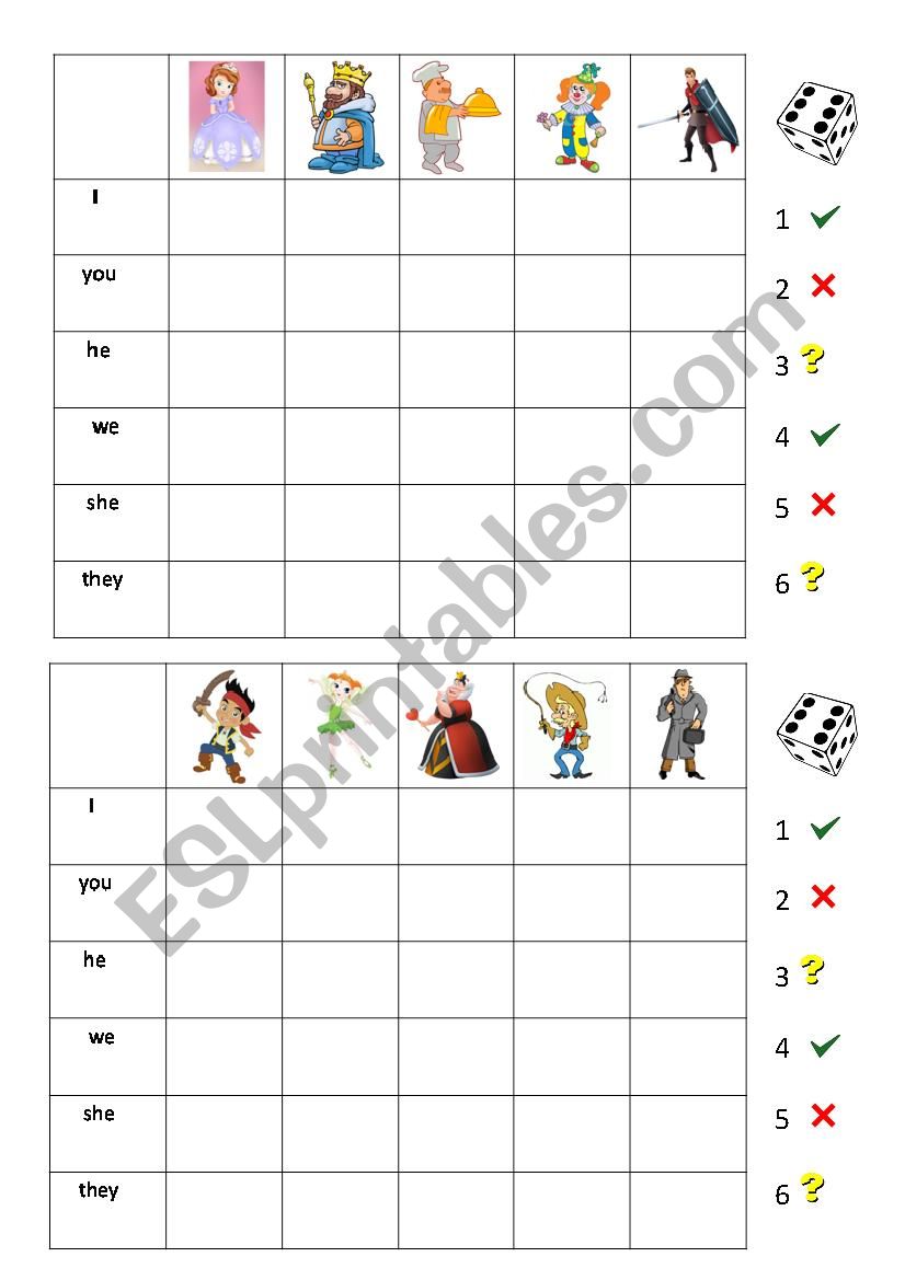 The verb TO BE and Fairytale characters - Four In a Row game