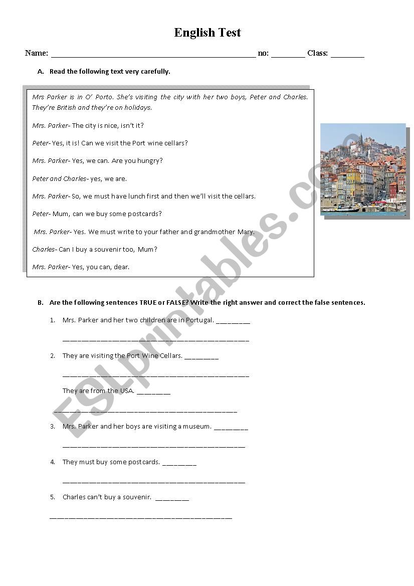 English Test 6th grade worksheet