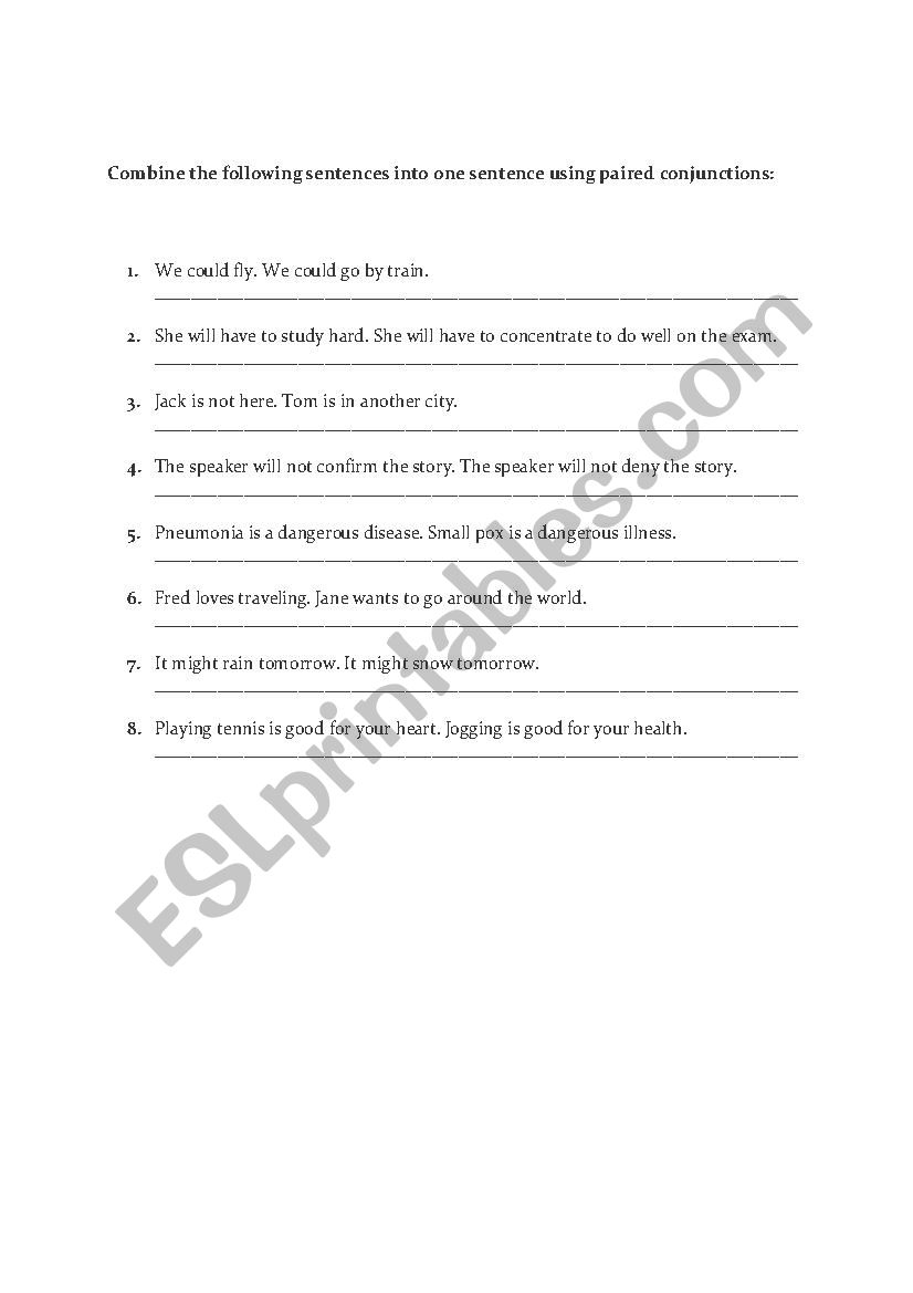 Conjunctions worksheet