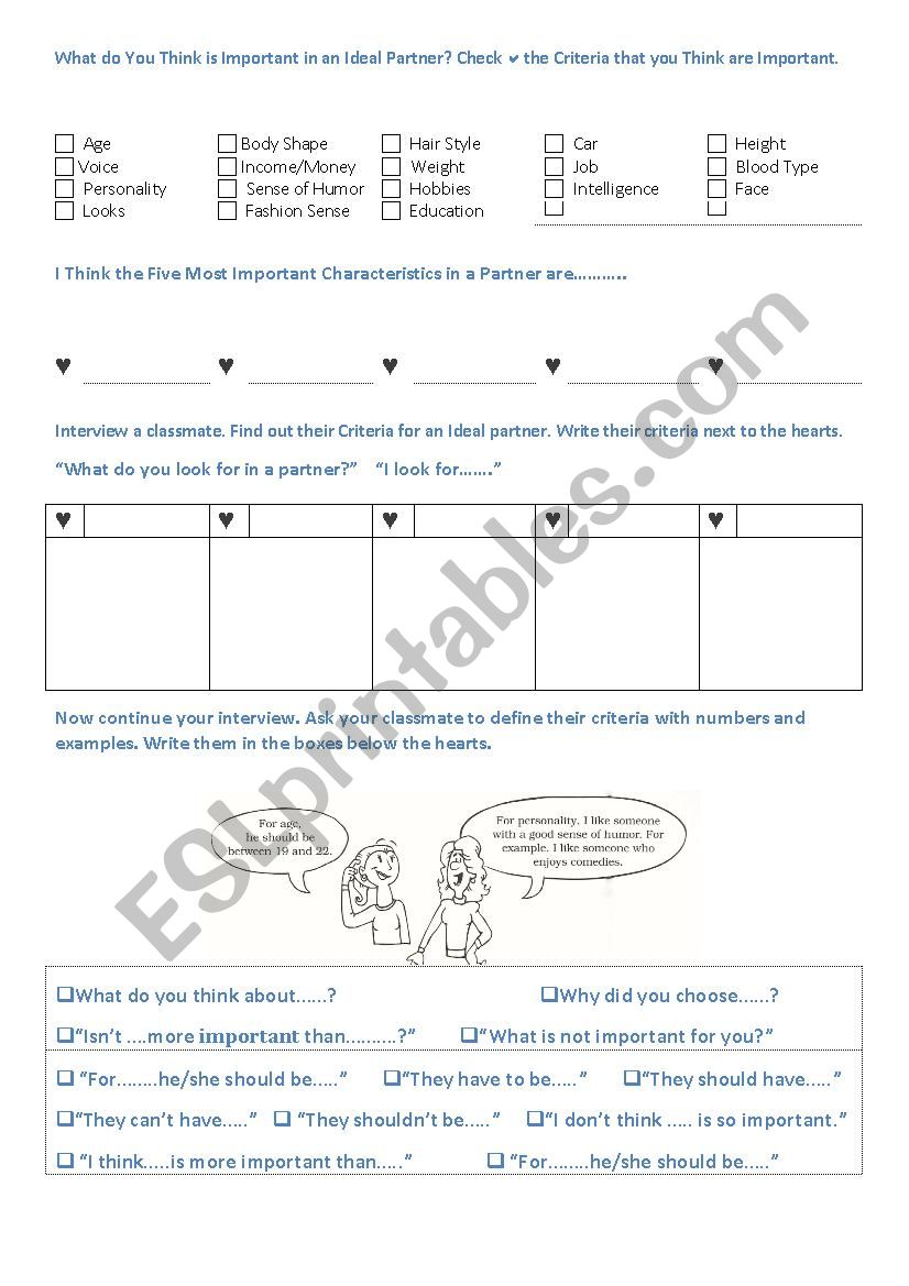 Perfect Partner worksheet