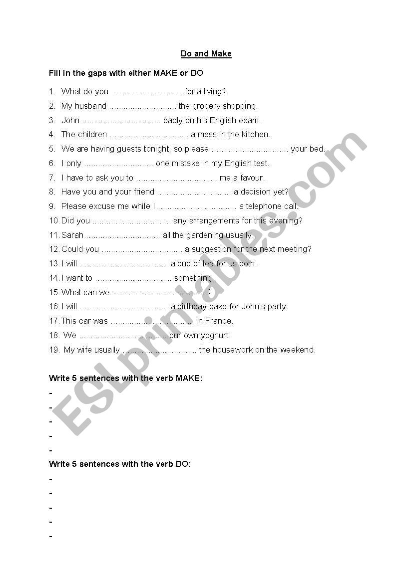 Do &Make worksheet