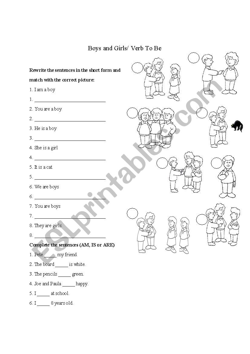 Boys and Girls/Verb To Be worksheet