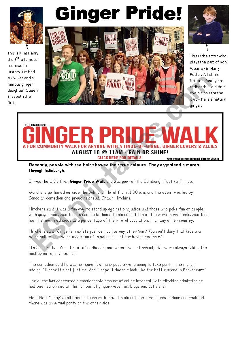 Ginger Pride March worksheet