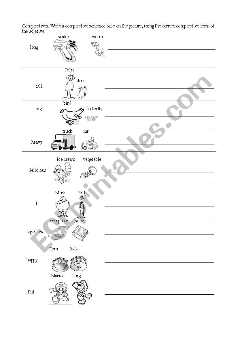 Comparatives worksheet