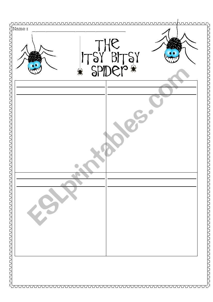 Itsy Bitsy Spider worksheet