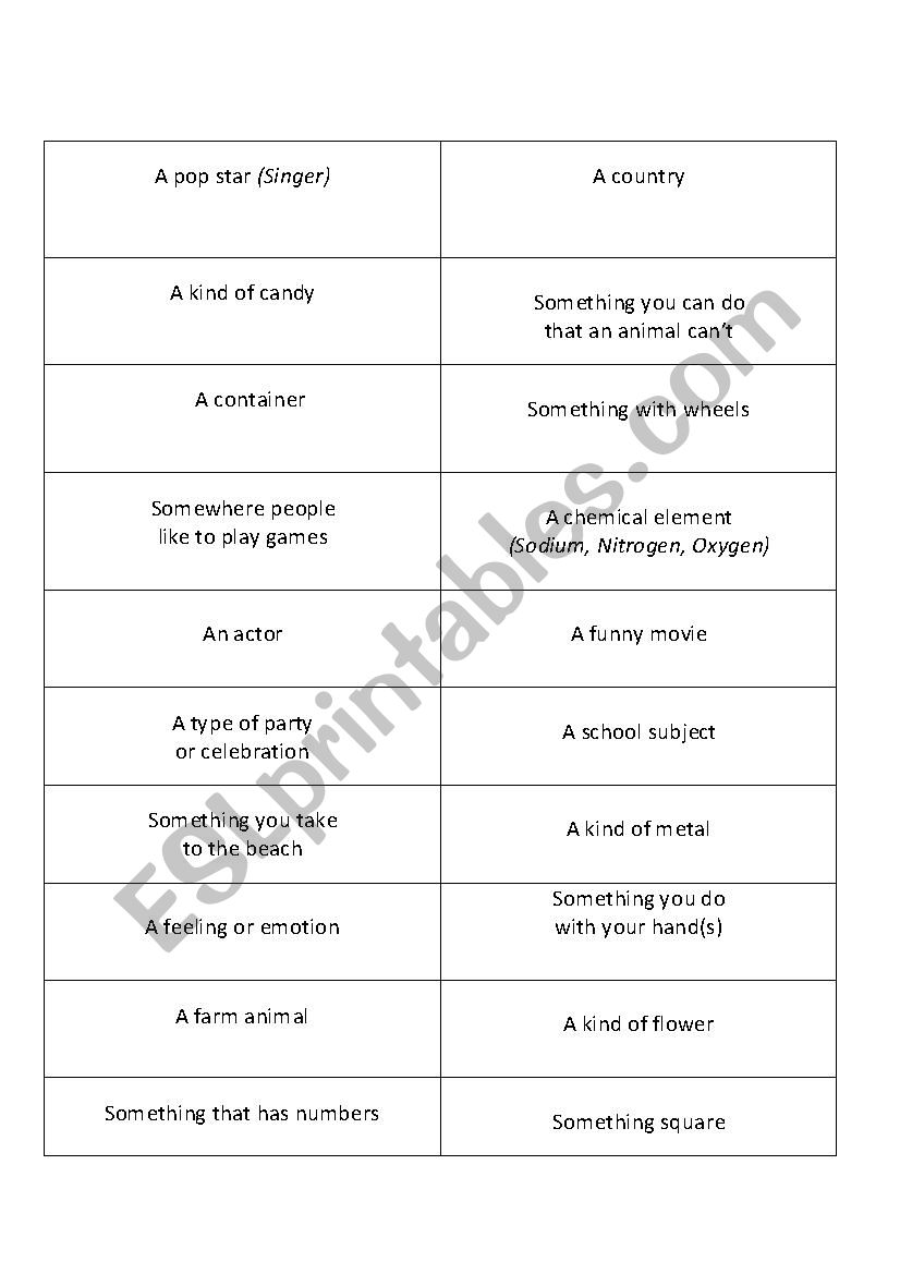 Add on to  game Shout it out! worksheet