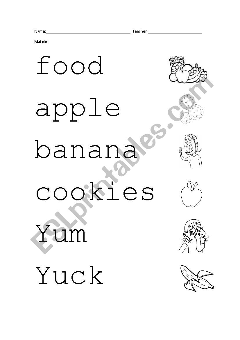 food worksheet